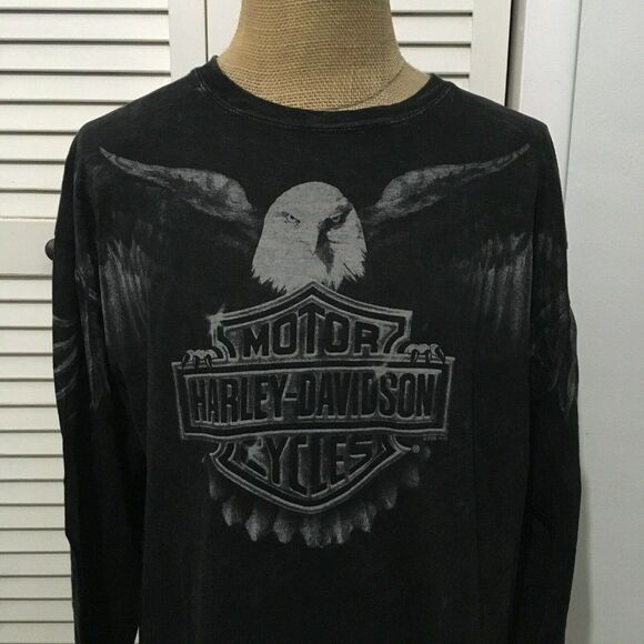 Harley Davidson Long Sleeve T Shirt Eagle BIG Graphic Wing Span USA Size 2XL - Picture 1 of 7